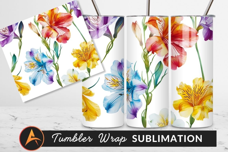 Colorful Alstroemeria Lily Flower Seamless Pattern