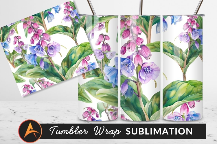 Watercolor Bluebell Blooms Seamless Botanical Pattern