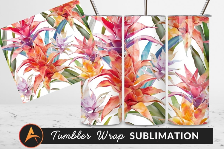Watercolor Bromeliad Flower Pattern Floral Illustration