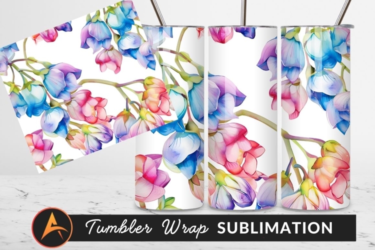 Watercolor Floral Pattern Background For Tumbler Png