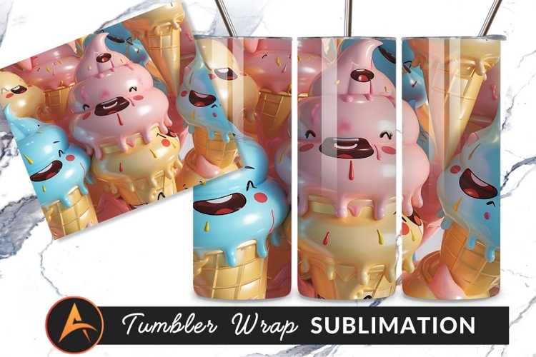 Cute Melting Cartoon Ice Cream Cone Characters Tumbler