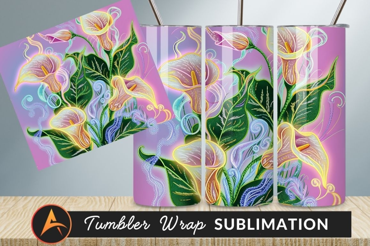 Dreamy Calla Lily Abstract Botanical Art Tumbler Png