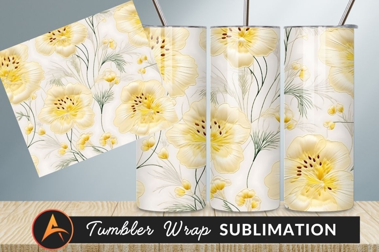 Cream Flowers Botanical Seamless Background Tumbler Png
