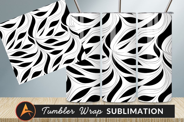 Abstract Black And White Floral Pattern Tumbler