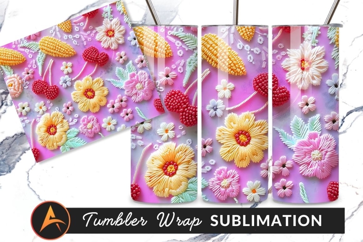 Sweet Food And Floral Pattern Tumbler Png