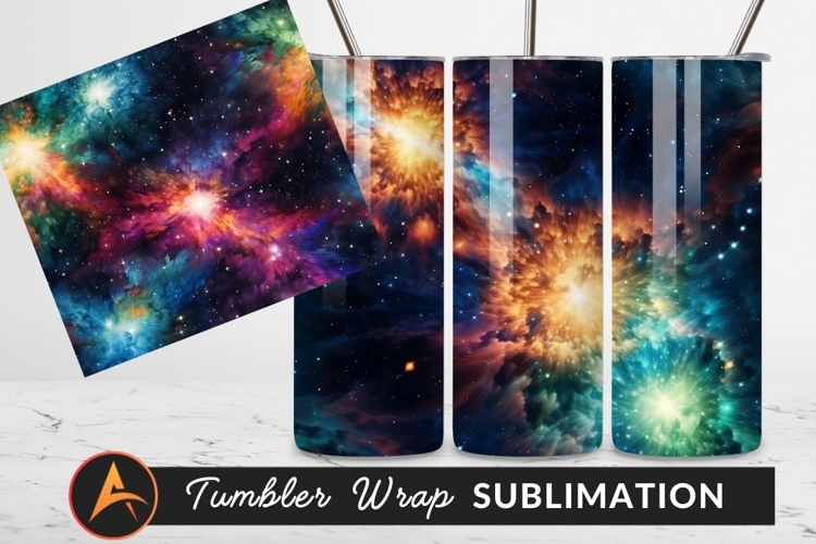 Colorful Cosmic Nebula Tumbler Png