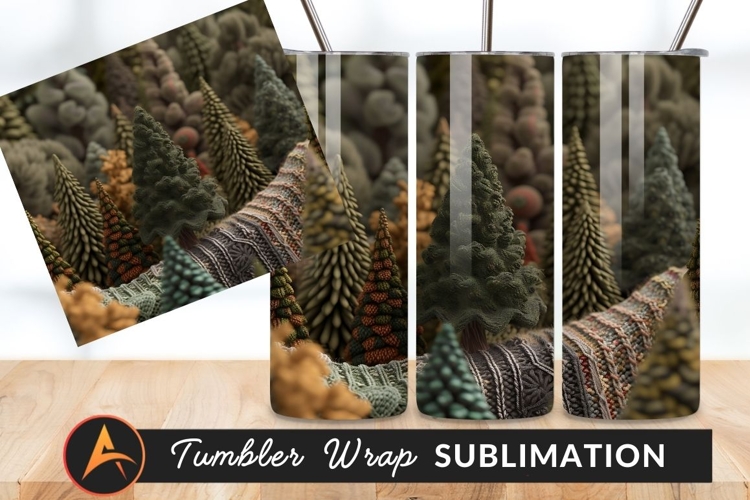 Knitted Forest Landscape Detailed Tumbler Png Design