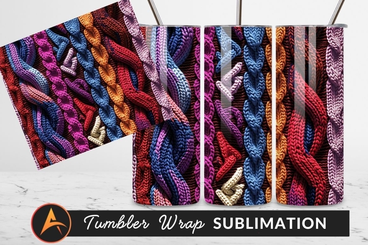 Colorful Knitted Fabric Texture Tumbler Png