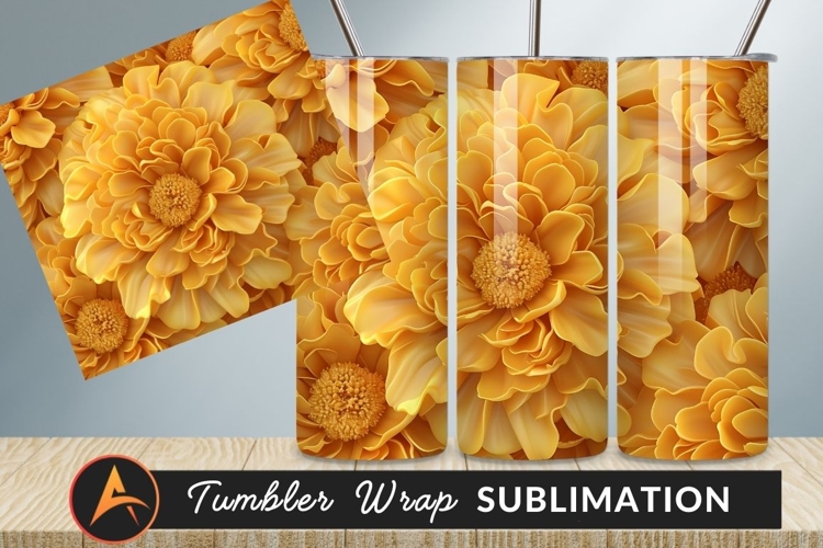 Golden Floral Arrangement Decorative Background Tumbler Png