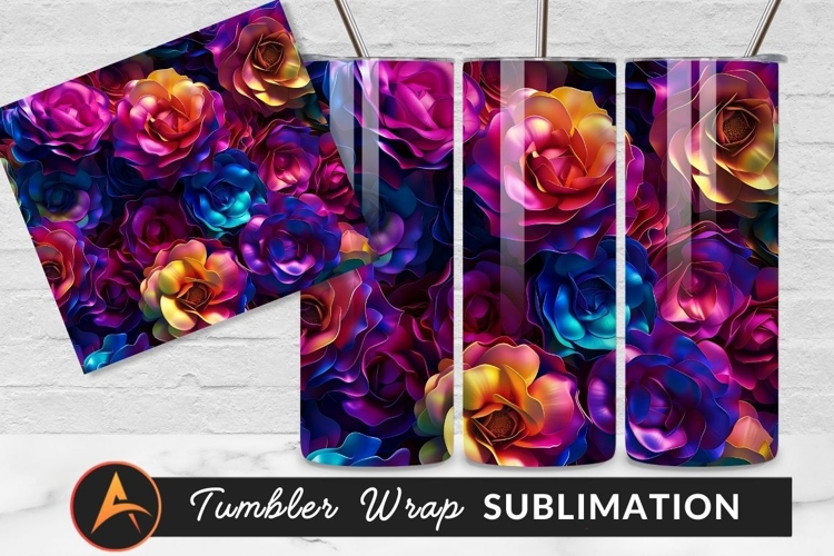 Abstract Colorful Roses Floral Background Tumbler Png