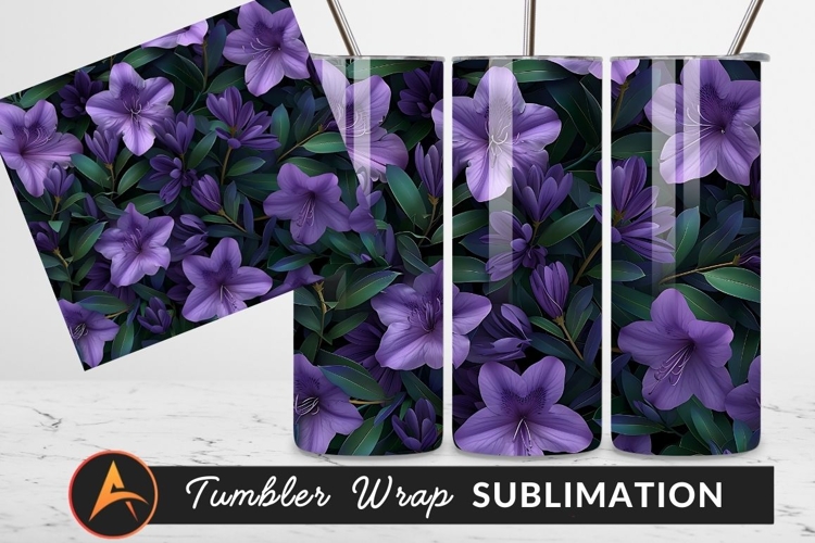 Purple Azalea Floral Seamless Pattern For Tumbler