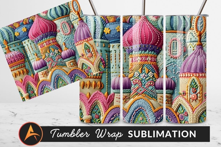 Elaborate Textile Art Of Fantasy Buildings Tumbler Png