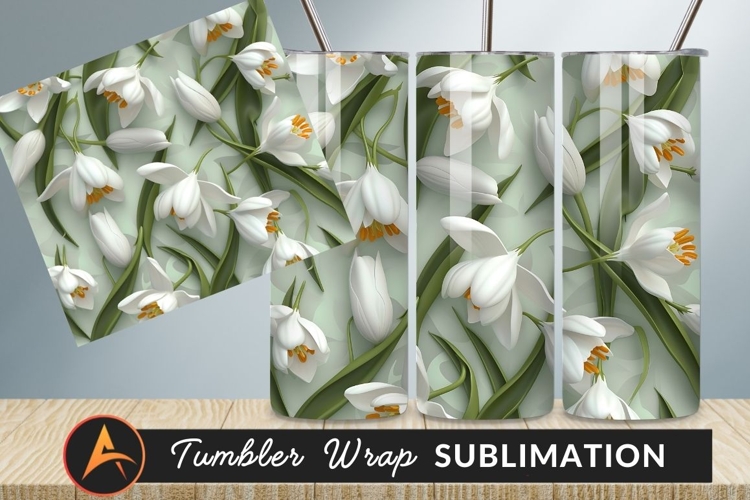 White Narcissus Flower Repeating Pattern Tumbler Png