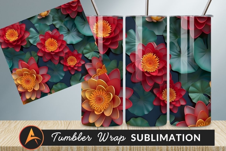 Elegant Red Water Lilies And Lily Pads Tumbler