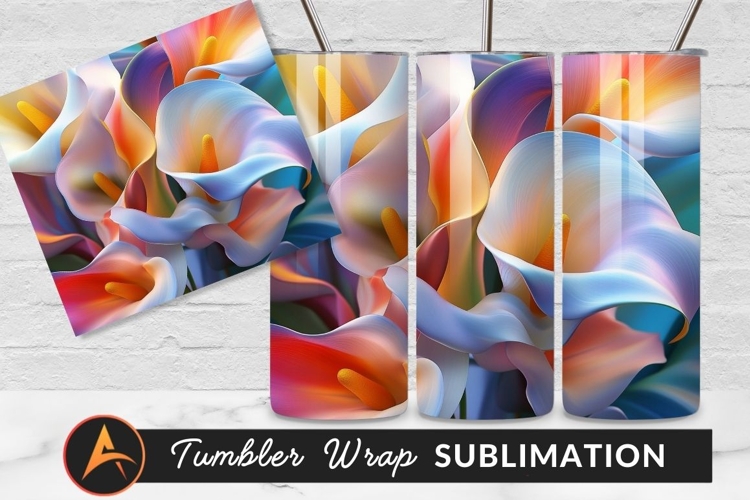 Abstract Gradient Calla Lilies Tumbler Png Background