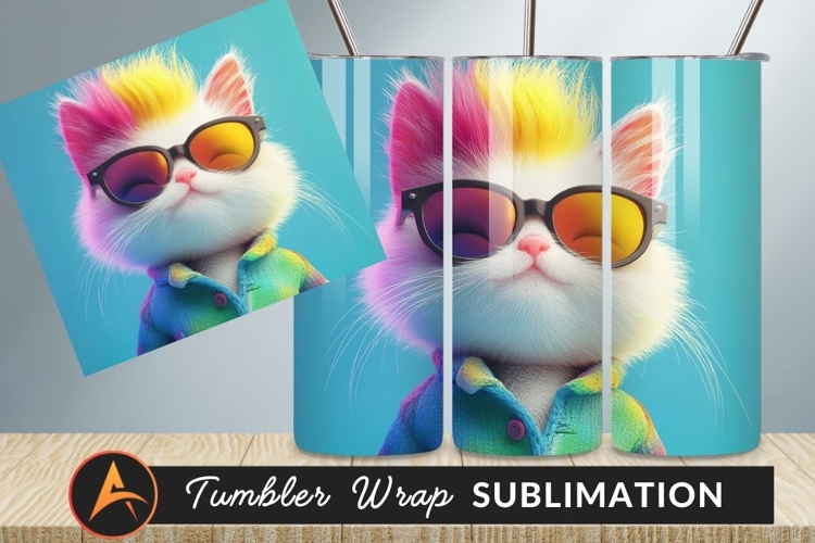 Cool Cat With Glasses Tumbler Png Design