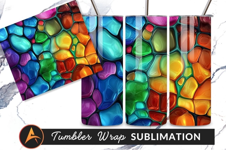 Colorful Abstract Pebbles Tumbler Png Design