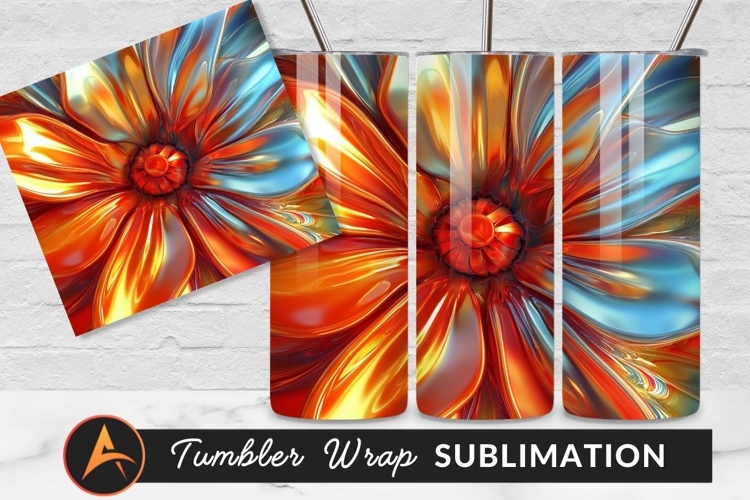 Abstract Metallic Flower Petals Tumbler Png Design example image 1