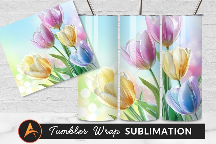 Elegant Tulip Flowers Pastel Colors Tumbler Png
