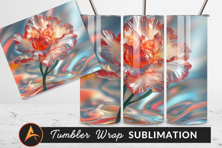 Iridescent Flower Decorative Artistic Tumbler Png