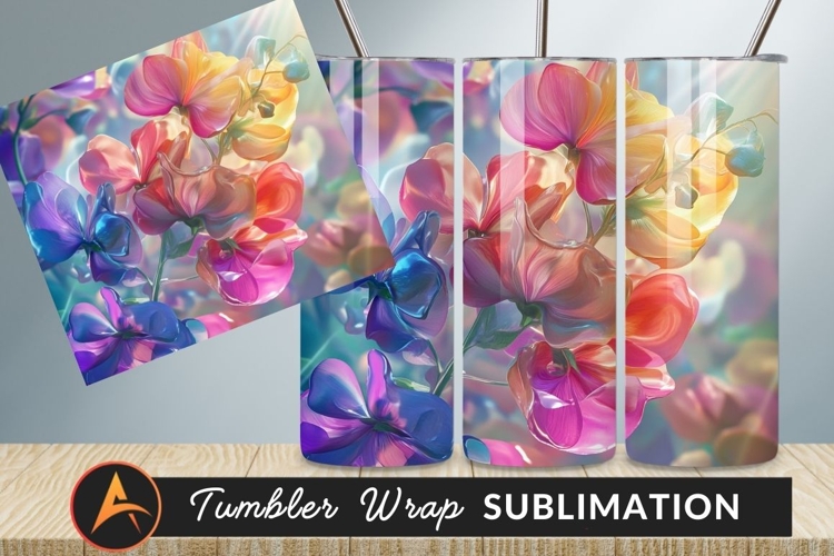 Abstract Colorful Floral Tumbler Png Decoration example image 1