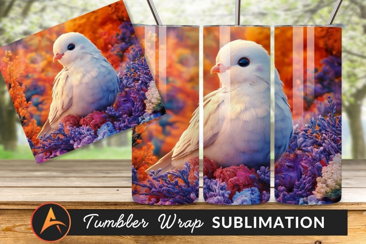 Dove Perched Amidst Colorful Floral Landscape Tumbler
