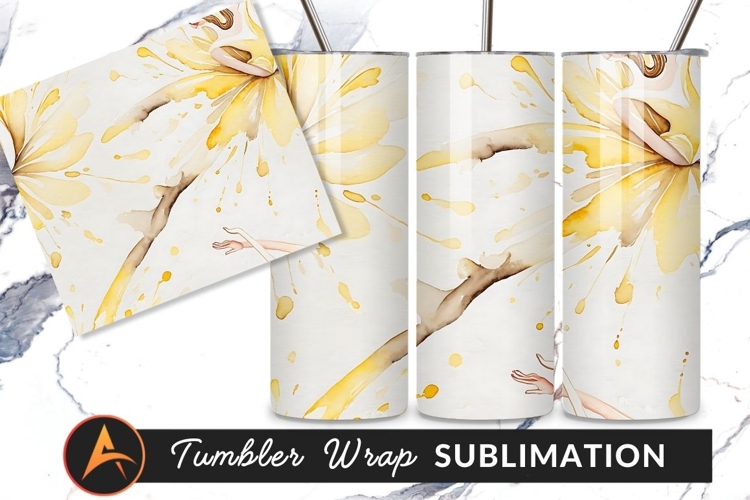 Watercolor Woman With Golden Floral Elements Tumbler Png
