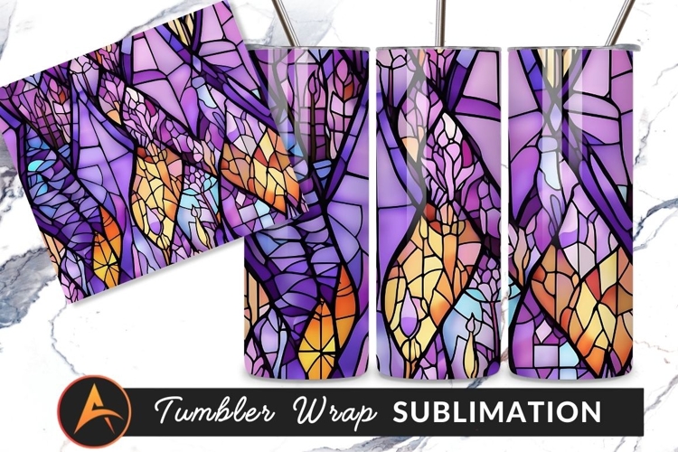 Abstract Stained Glass Art Pattern Tumbler Png