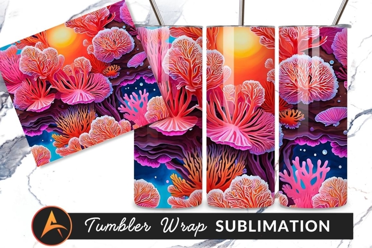 Vivid Coral Reef Scene Tumbler Png