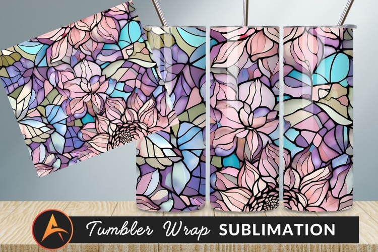 Floral Stained Glass Pattern Pastel Colors Tumbler