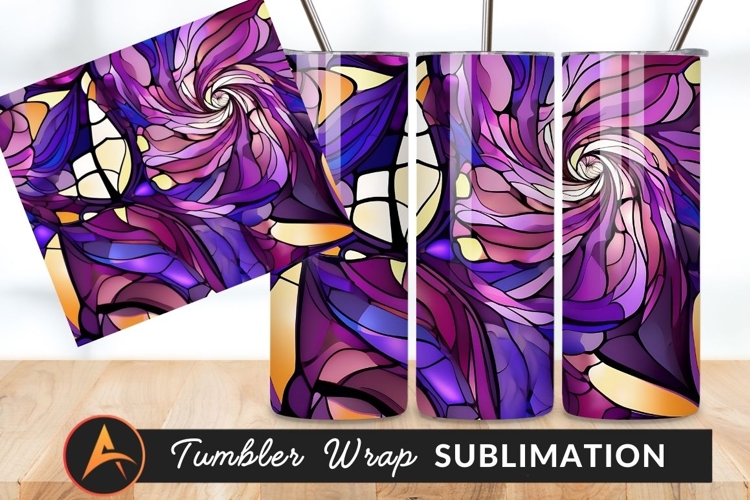 Abstract Stained Glass Swirl In Purples And Yellow Tumbler