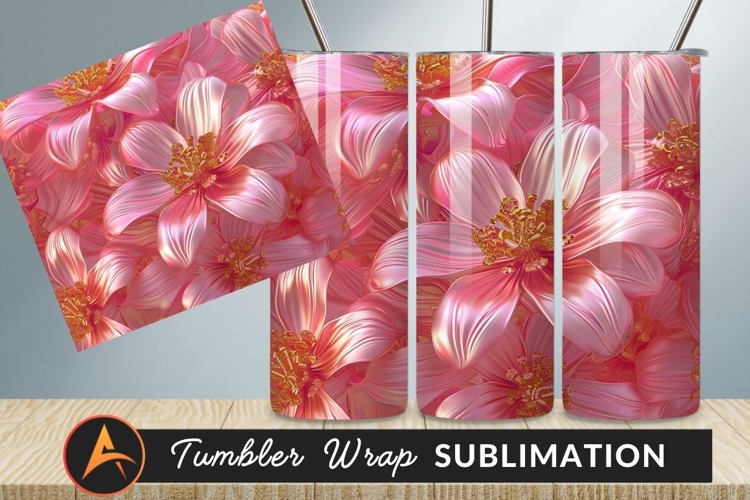 Pink Floral Background Pattern Tumbler Png