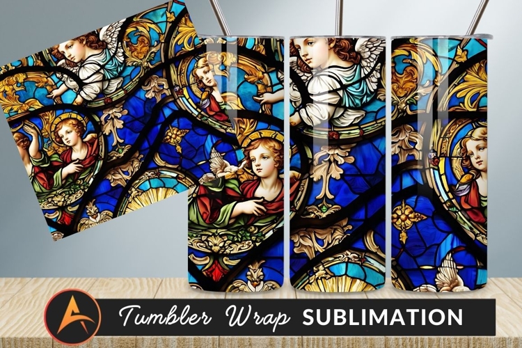 Angelic Figures In Stained Glass Window Design
