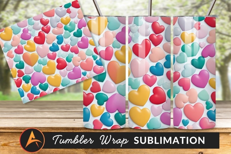 Colorful Hearts Background For Tumbler Png Design