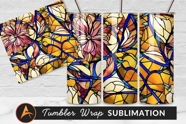 Stained Glass Floral Pattern With Bold Outlines Tumbler example image 1