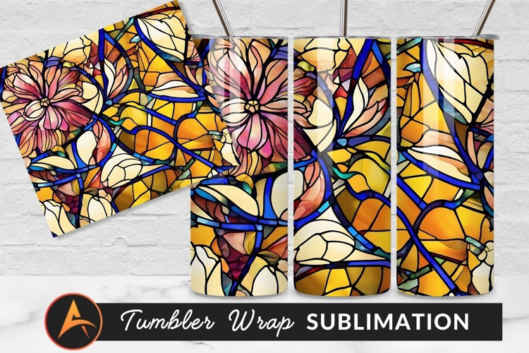 Stained Glass Floral Pattern With Bold Outlines Tumbler