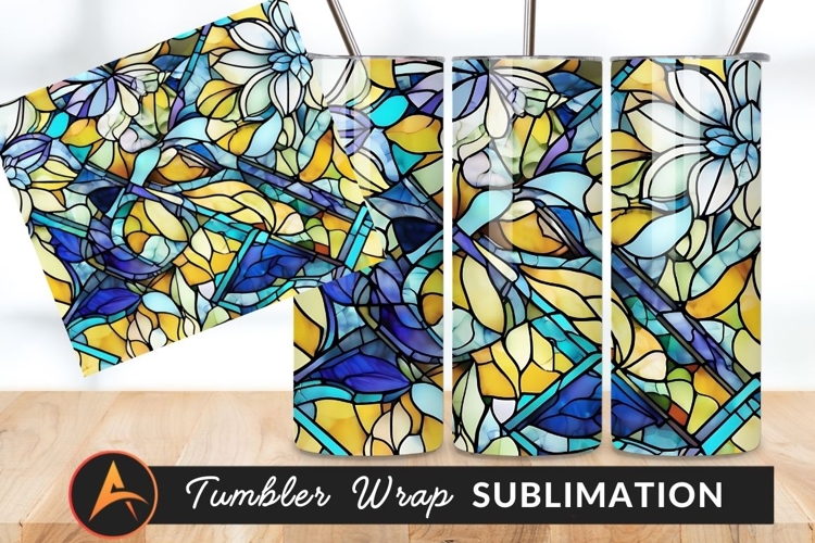 Abstract Floral Stained Glass Seamless Pattern Tumbler