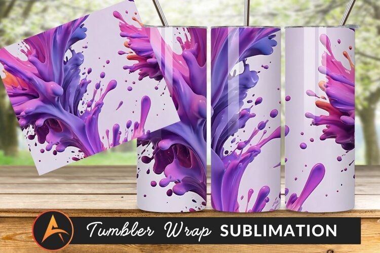 Vibrant Paint Splashes Pink Purple Orange Flow Tumbler example image 1