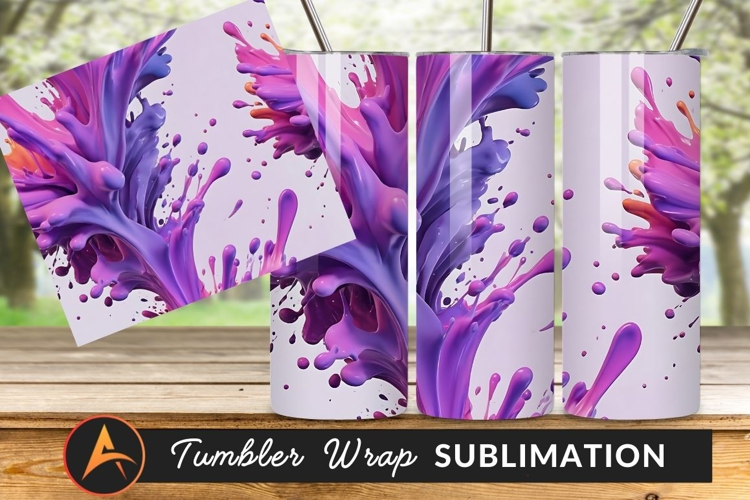 Vibrant Paint Splashes Pink Purple Orange Flow Tumbler