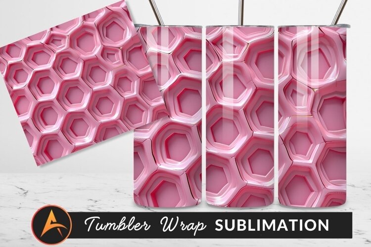 Pink Hexagons Abstract Geometric Pattern Texture Tumbler Png example image 1