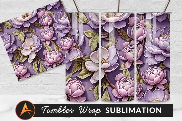Purple Peonies Floral Arrangement Tumbler Png