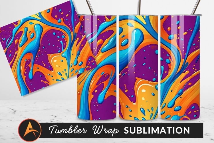 Dynamic Blue Orange Paint Swirls Abstract Design example image 1