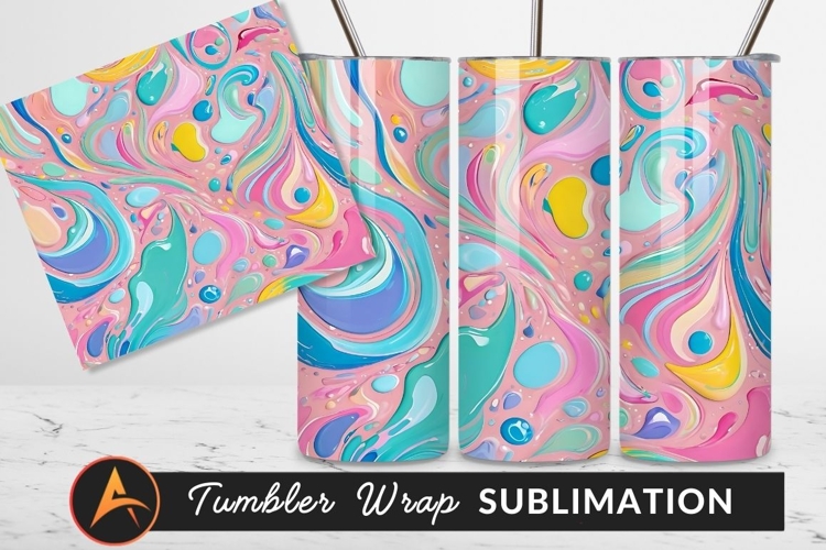 Colorful Pastel Paint Swirls Tumbler Png Art