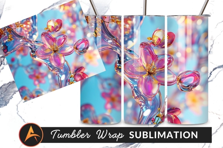 Abstract Glassy Blossoms Tumbler Png Background Image
