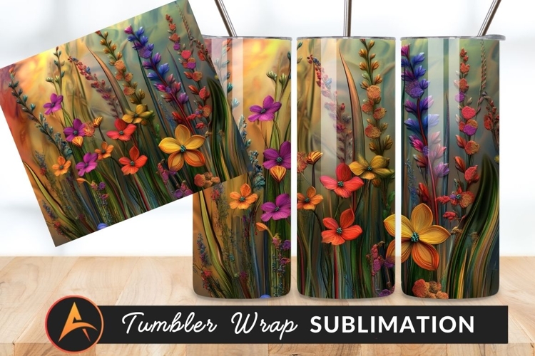 Vibrant Floral Display Tumbler Png Design