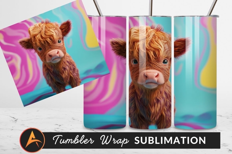 Cute Baby Highland Cow Fluffy Fur Portrait Tumbler