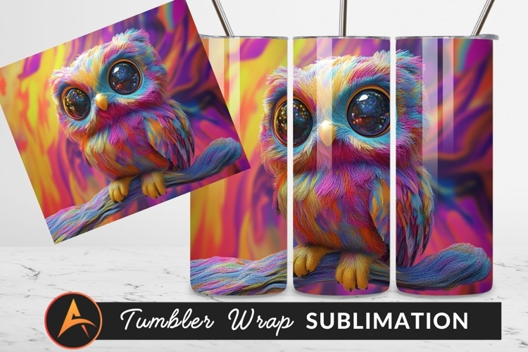 Colorful Owl Perched On Branch Tumbler Png