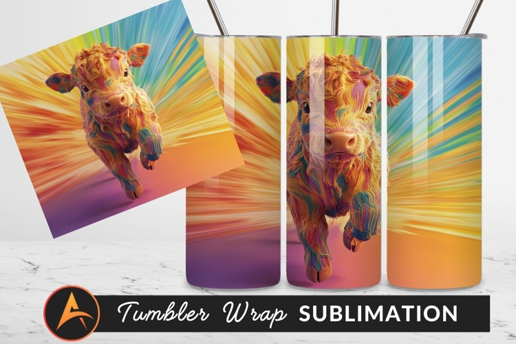 Colorful Calf Artistic Digital Illustration Tumbler Png