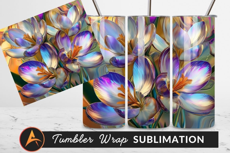 Iridescent Crocus Flowers Abstract Art Tumbler Png