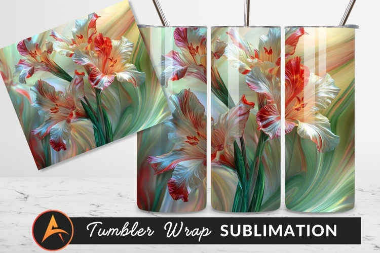 Striped Lily Floral Art Digital Illustration